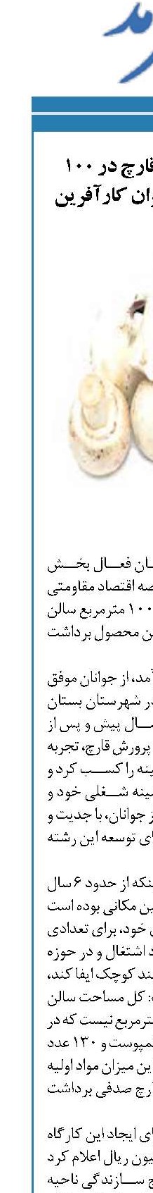 برداشت 2.5 تن قارچ در 100 مترمربع توسط جوان کارآفرین