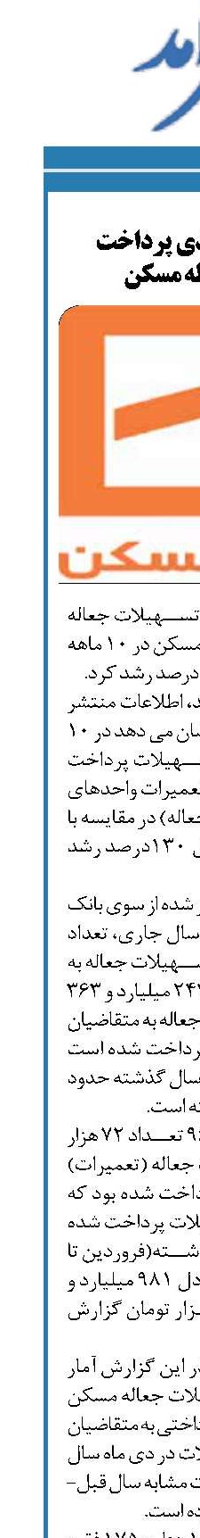  رشد ۱۳۰ درصدی پرداخت تسهیلات جعاله مسکن