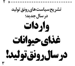 واردات غذای حیوانات در سال رونق تولید!