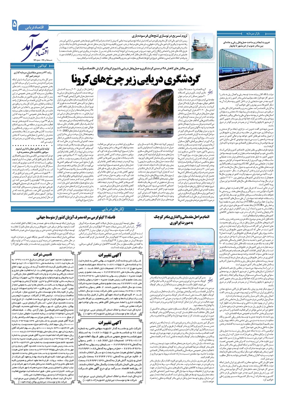 روزنامه تاریخ ۱۵ آذر ۱۳۹۹